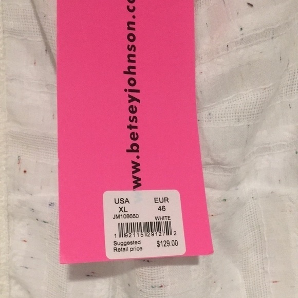 Betsey Johnson Women XL White Speckled Boho Tiered Puff Sleeve Midi Dress - Picture 5 of 8